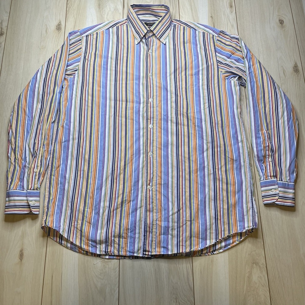 Paul & Shark Yachting Button Up Shirt Colorful Stripes Mens Size Large L